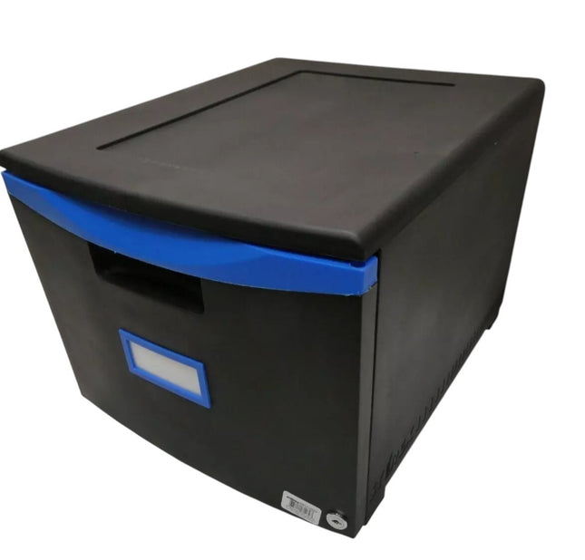 Storex 61269U01C File Cabinet, 1-Drawer, Black/Blue