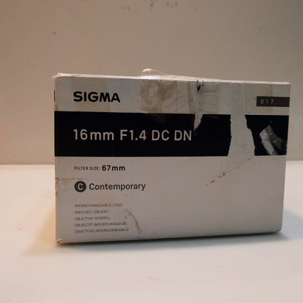 Sigma Fujiflim Micro Four Third Mount F/MFT 16mm F1.4 DC DN, 67mm Contemporary