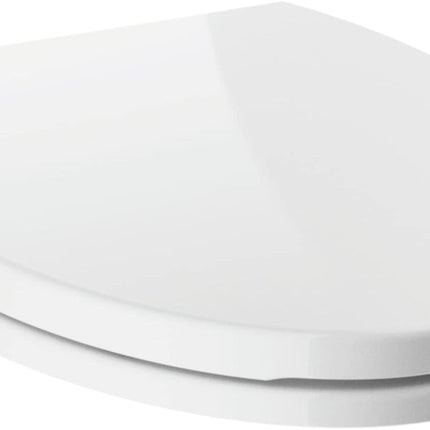 Faucet Morgan Elongated Slow-Close White Toilet Seat with Non-Slip Seat Bumpers,