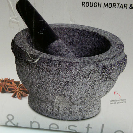 Avanti Rough Solid Granite Mortar and Pestle, 20 cm Diameter, Grey