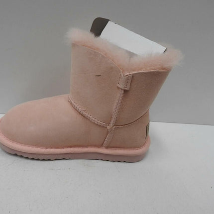 Outback Ugg Boots Kids Button - Premium Double Face Sheepskin Pink,Size US 12-13