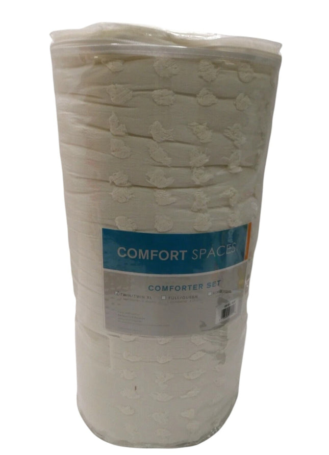Comfort Spaces Cotton Comforter Set Jacquard Pom-Pom Tufts Design, Down Alternat