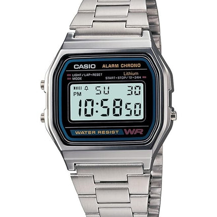 Casio Vintage A-158WA-1 Digital Grey Dial Unisex Watch Silver Metal Strap