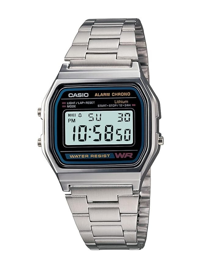 Casio Vintage A-158WA-1 Digital Grey Dial Unisex Watch Silver Metal Strap