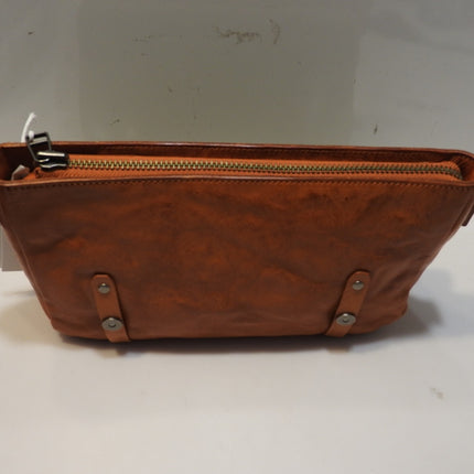 Trifine Unisex Concrete Leather Satchel, Tan, One Size