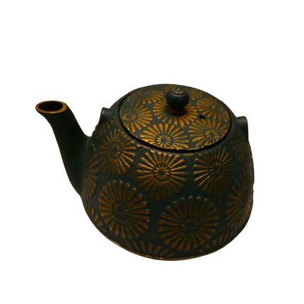 Avanti 15187 - Daisy Cast Iron Teapot, 1.2 Litres - Teal / Gold
