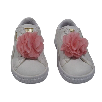 PUMA Baby Basket Flower AC INF Sneakers, Puma White-Pale Pink - 4 US