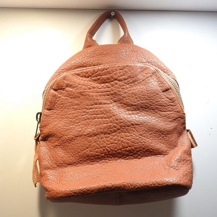Trifine Unisex Pebbled Leather Backpack Handbag, Tan, One Size