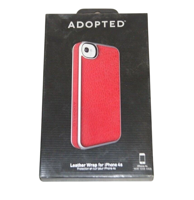 Adopted Leather Wrap Case for iPhone 4 - Scarlet/Silver