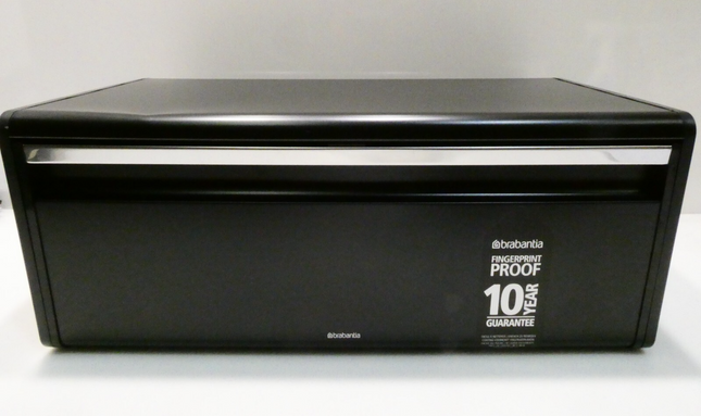 Brabantia 333484 Fall Front Large Bread Box, Matt Black