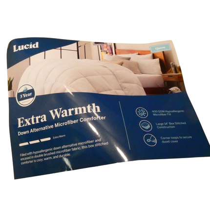 LUCID Down Alternative Comforter - Hypoallergenic - All Season - 400 GSM - Ultra