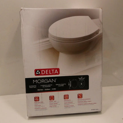 Faucet Morgan Elongated Slow-Close White Toilet Seat with Non-Slip Seat Bumpers,
