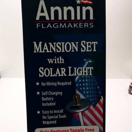 Annin Flagmakers American Flag SolarGuard Nylon Flag, Solar Light and Flagpole
