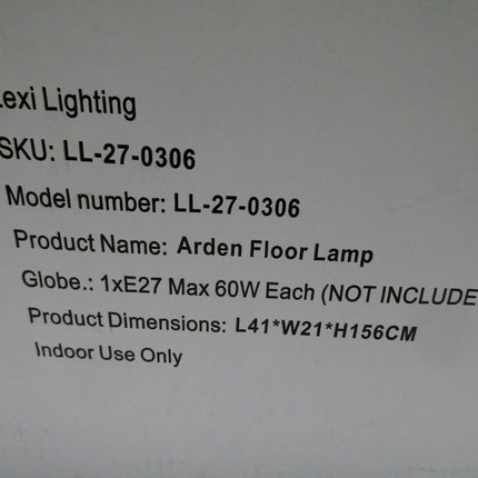 Lexi Lighting Arden Floor Lamp, Warm Base Metal Base, Ivory Fabric PVC Shade, H1