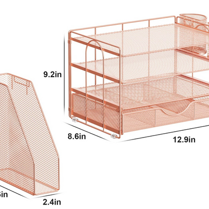 gianotter Paper Letter Tray Organizer with File Holder, 4-Tier Desk Accessories