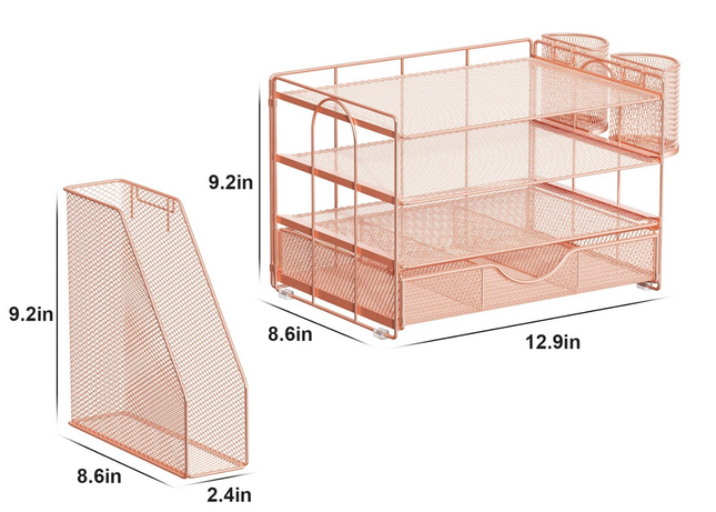 gianotter Paper Letter Tray Organizer with File Holder, 4-Tier Desk Accessories