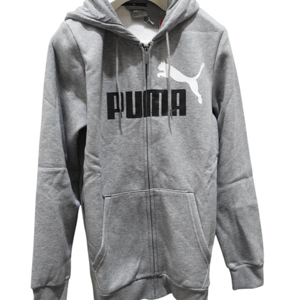 PUMA ESS+ 2 Col FZ Hoodie Fleece, Small Gray Heather