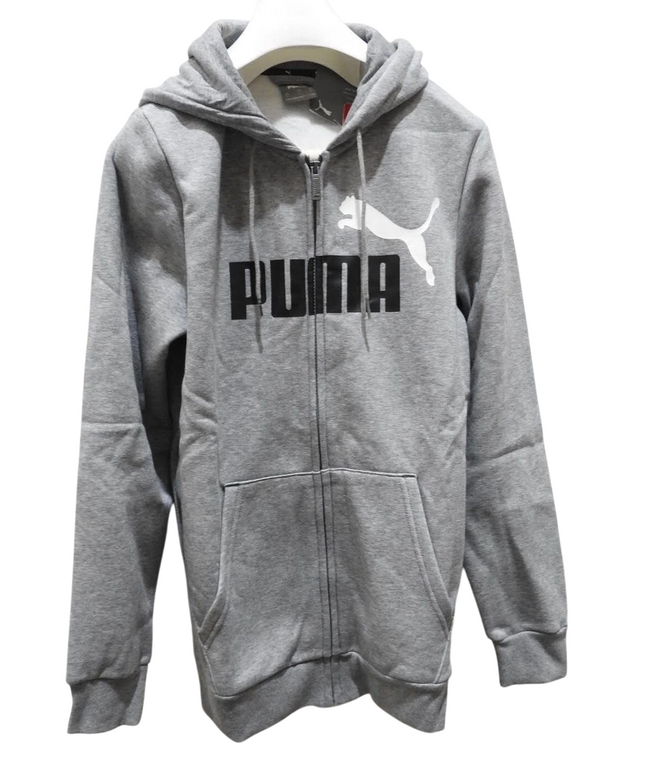 PUMA ESS+ 2 Col FZ Hoodie Fleece, Small Gray Heather