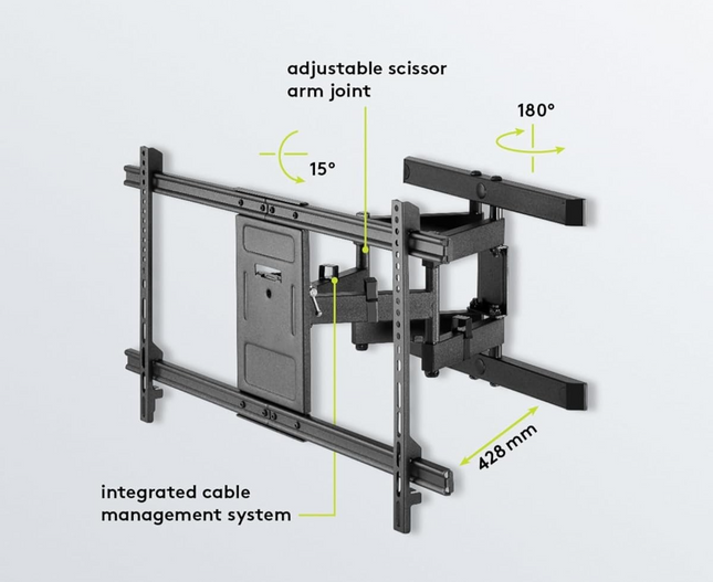 Goobay Pro Fullmotion Wall Mount for TV Size 43-100, Black, X-Large
