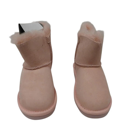 Outback Ugg Boots Kids Button - Premium Double Face Sheepskin Pink,Size US 12-13