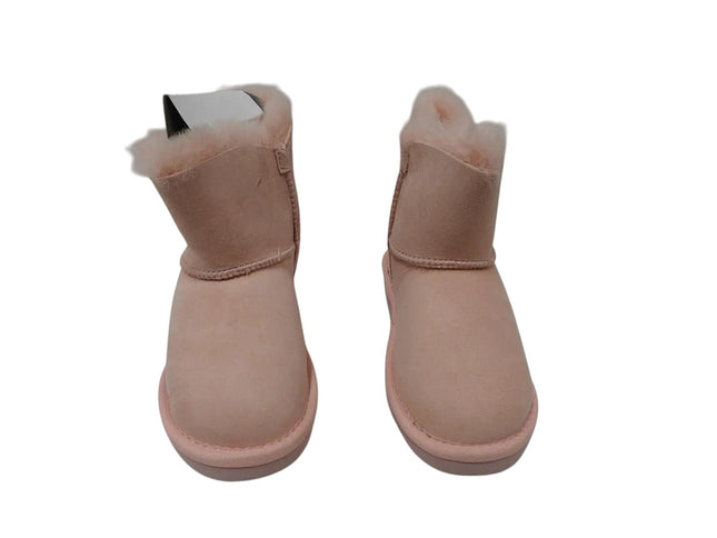 Outback Ugg Boots Kids Button - Premium Double Face Sheepskin Pink,Size US 12-13