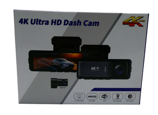 oolong Dash Cam Front and Rear, 4K+1080P Dashcam with 64GB Card,Car Dash Camera