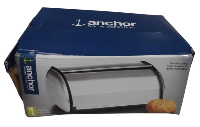 Anchor Hocking Euro Design Brushed Steel Bread Box
