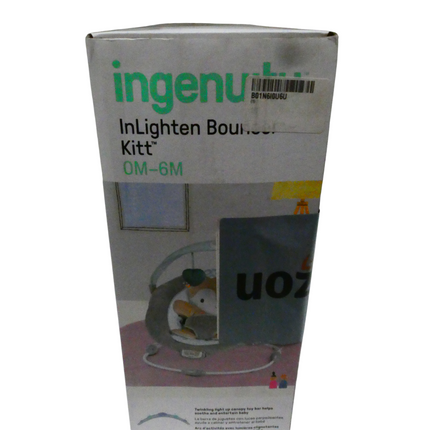 Ingenuity InLighten Baby Bouncer Seat with Light Up-Toy Bar and Bunny Tummy Time