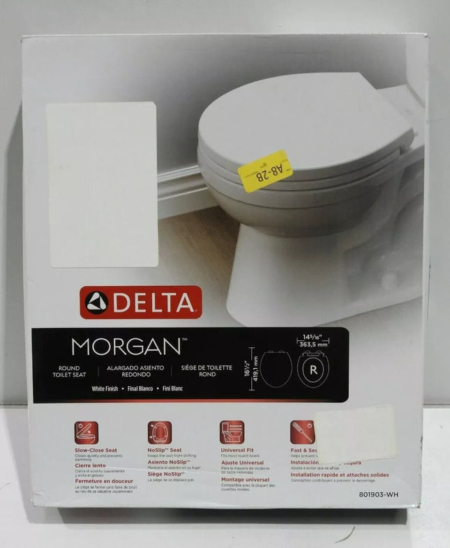 Delta Morgan Slow-Close Round Closed Front Toilet Seat with NoSlip Bumpers in Wh