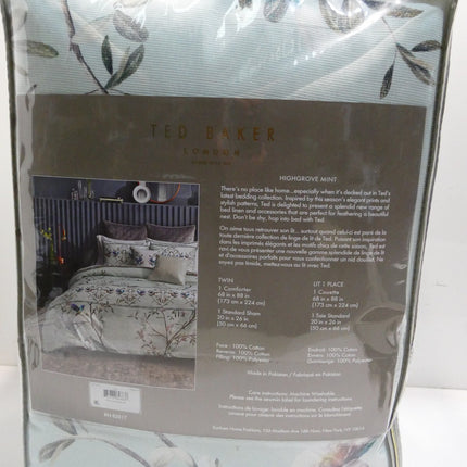 Ted Baker Highgrove 2-Piece Cotton Sateen Comforter Set w/Shams, Twin Mint Green