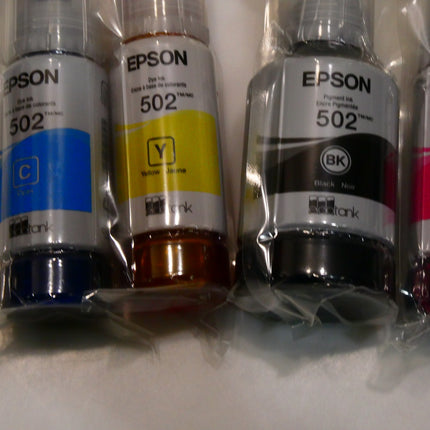 Epson Ecotank 502 Ink, Black, Megenta, Yellow and Cyan