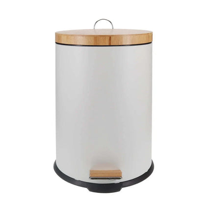 Eco Basics Rubbish Bin, White, 20L – Bamboo Frame, Rust-Resistant, 100% Recycled