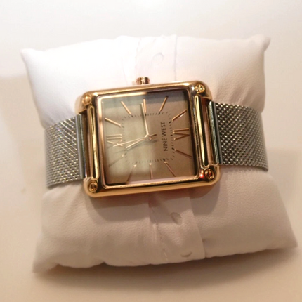 Nine West Women's Analog Watch, Silver-Tone Stainless Steel Mesh NW/2091RGSB