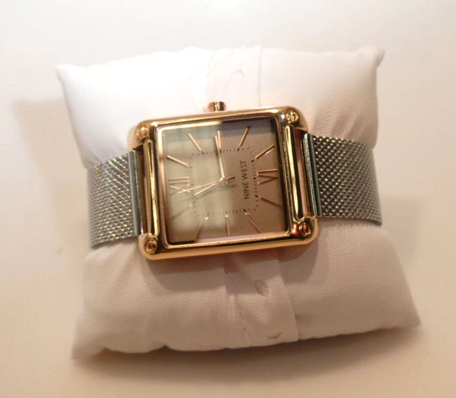 Nine West Women's Analog Watch, Silver-Tone Stainless Steel Mesh NW/2091RGSB