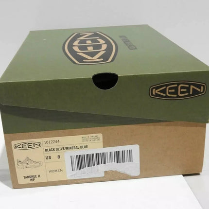 KEEN Men's Targhee II Mid Waterproof Hiking Boots, Black Olive Mineral Blue, 8US