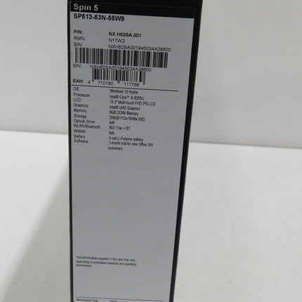 Acer Spin 5 (SP513-53N-55W9) Core i5-8265U/8GB DDR3/256GB SSD/ 13.3" Laptop