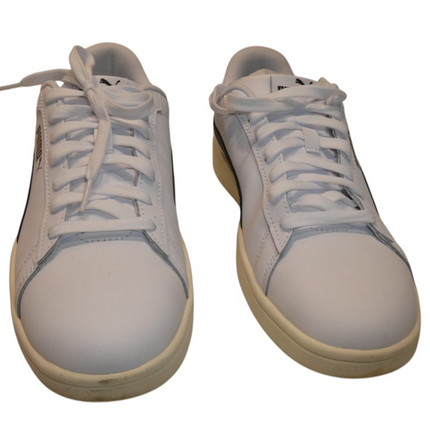 PUMA Unisex Smash 3.0 Leather Sneaker, White/Black/Gold/Frosted Ivory, US 9