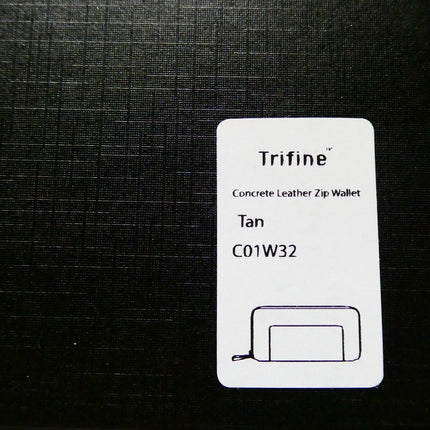 TRIFINE Concrete Leather Zip Wallet, Tan, C01W32