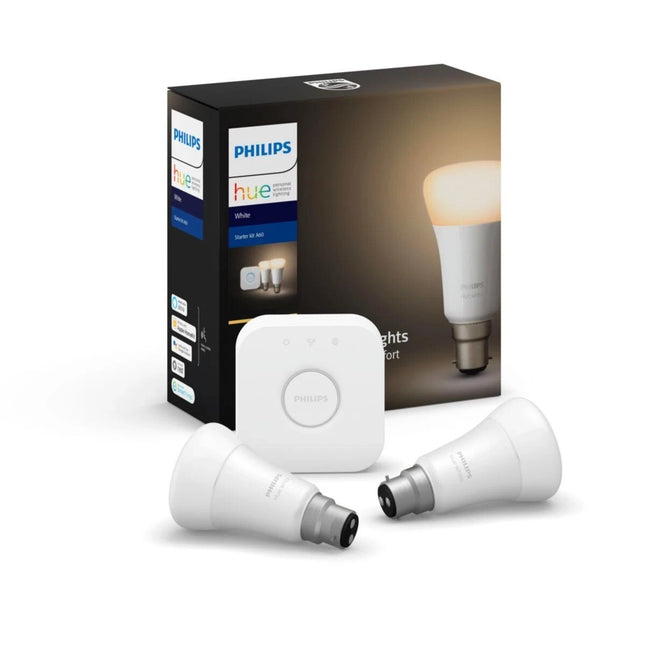 Philips Hue White Starter Kit A60 2x B22 LED Bulbs + Bridge