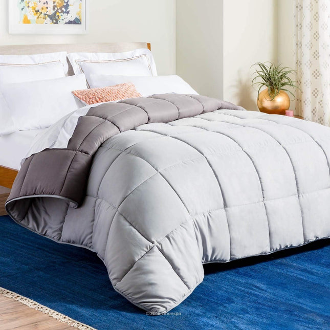 Linenspa All-Season Reversible Down Alternative Quilted Comforter - Stone/Charco