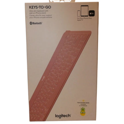Logitech Keys-to-Go Ultra Slim Keyboard Bluetooth with iPhone Stand - Pink