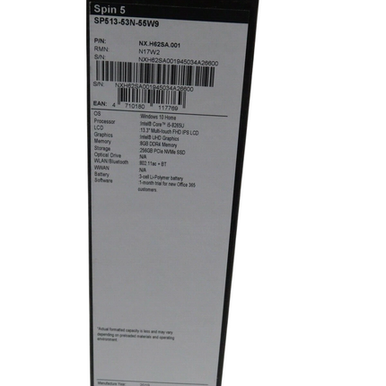 Acer Spin 5 (SP513-53N-55W9) Core i5-8265U/8GB DDR3/256GB SSD/ 13.3" Laptop