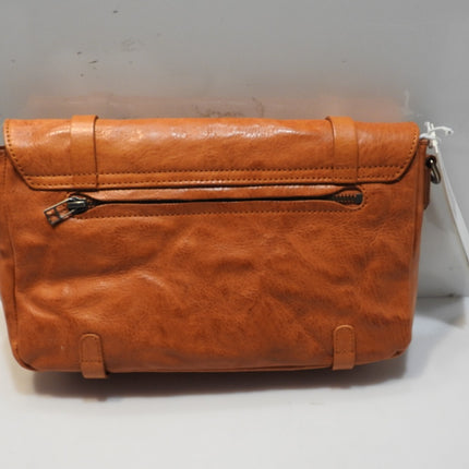 Trifine Unisex Concrete Leather Satchel, Tan, One Size