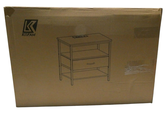 Kisfam Bedside Table,Side Table with Charging Station,End Table with USB Ports a