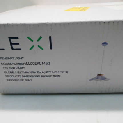 Lexi Lighting Seraphina Pendant Light, Small White Pleated Wave Fabric Lampshade