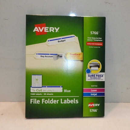 Avery Blue File Folder Labels for Laser & Inkjet Printers w/ TrueBlock Technolog