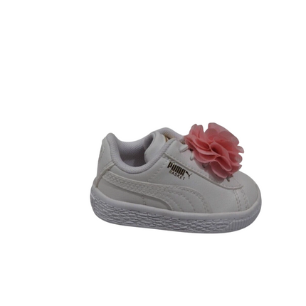 PUMA Baby Basket Flower AC INF Sneakers, Puma White-Pale Pink - 4 US