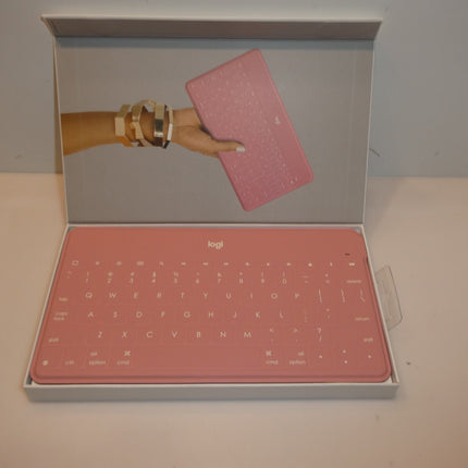 Logitech Keys-to-Go Ultra Slim Keyboard Bluetooth with iPhone Stand - Pink