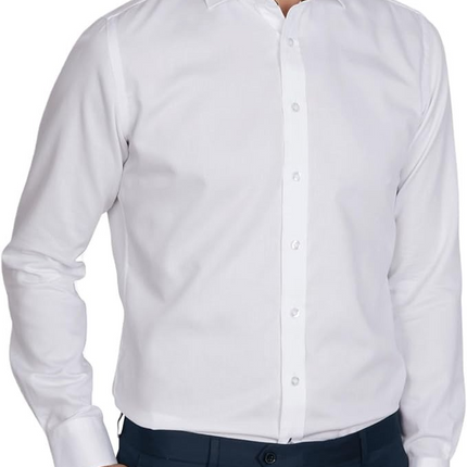 Abelard Men's Bedford Dobby Shirt Slim Fit, White, M