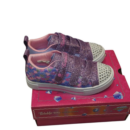 Skechers Girl's Twinkle Toes: Twinkle Sparks - Shining Hearts Sneaker, Purple/Mu